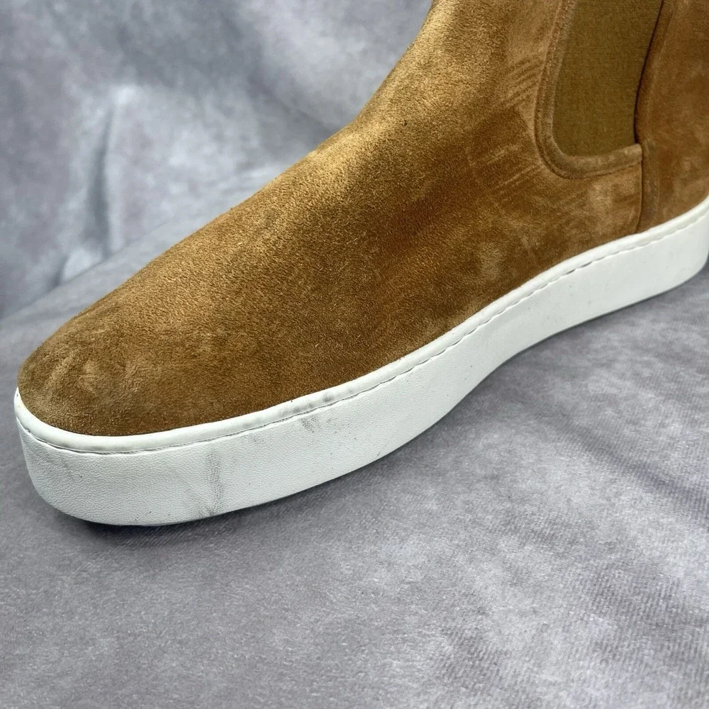 Vince Warren Suede Shearling Water Repellent High Top Slip-On Booties Tan Sz 11